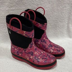 Western chief neoprene insulated waterproof pink heart pulling boots girls 2.5
